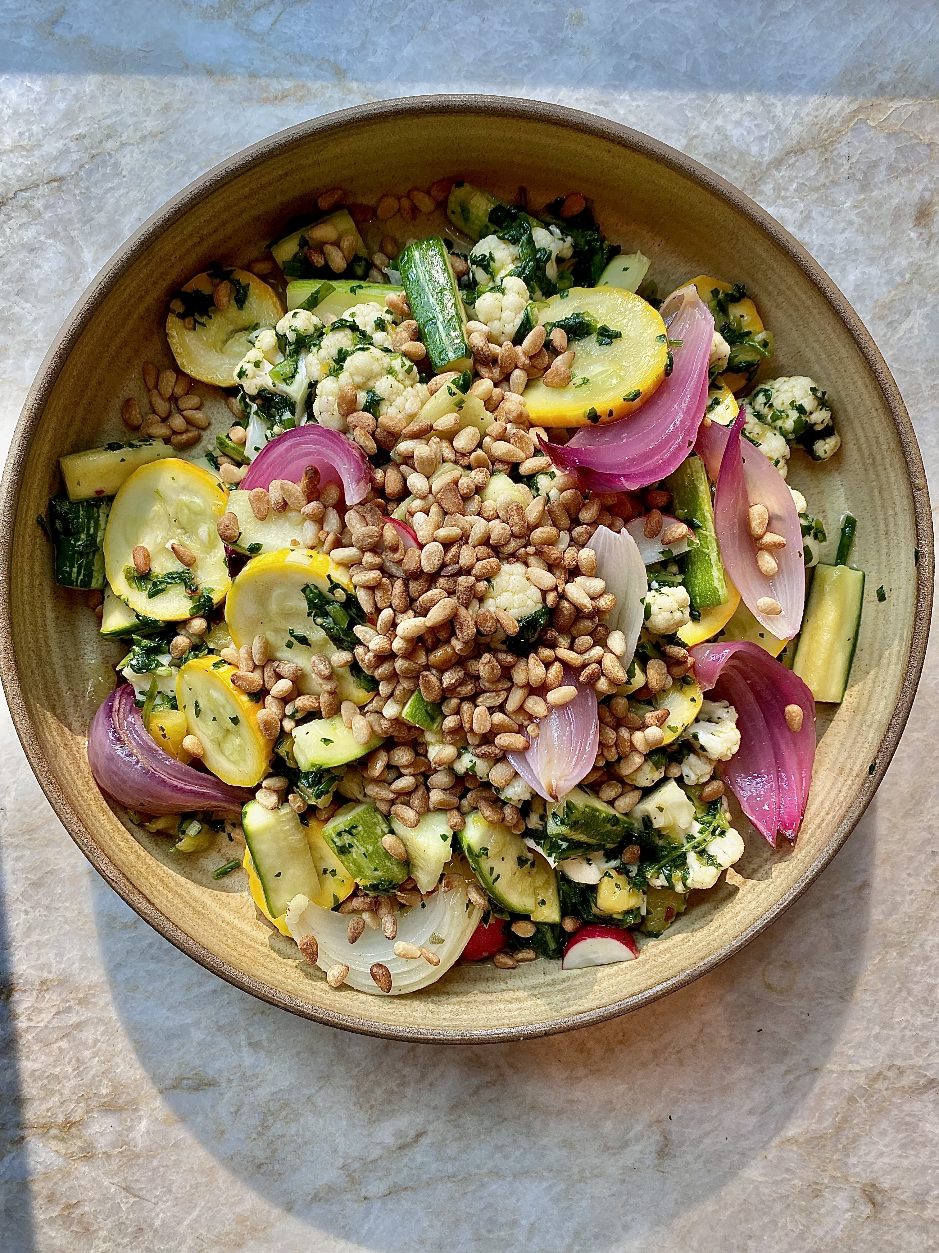 Zingy Seasonal Vegetables w/ Toasted Nuts